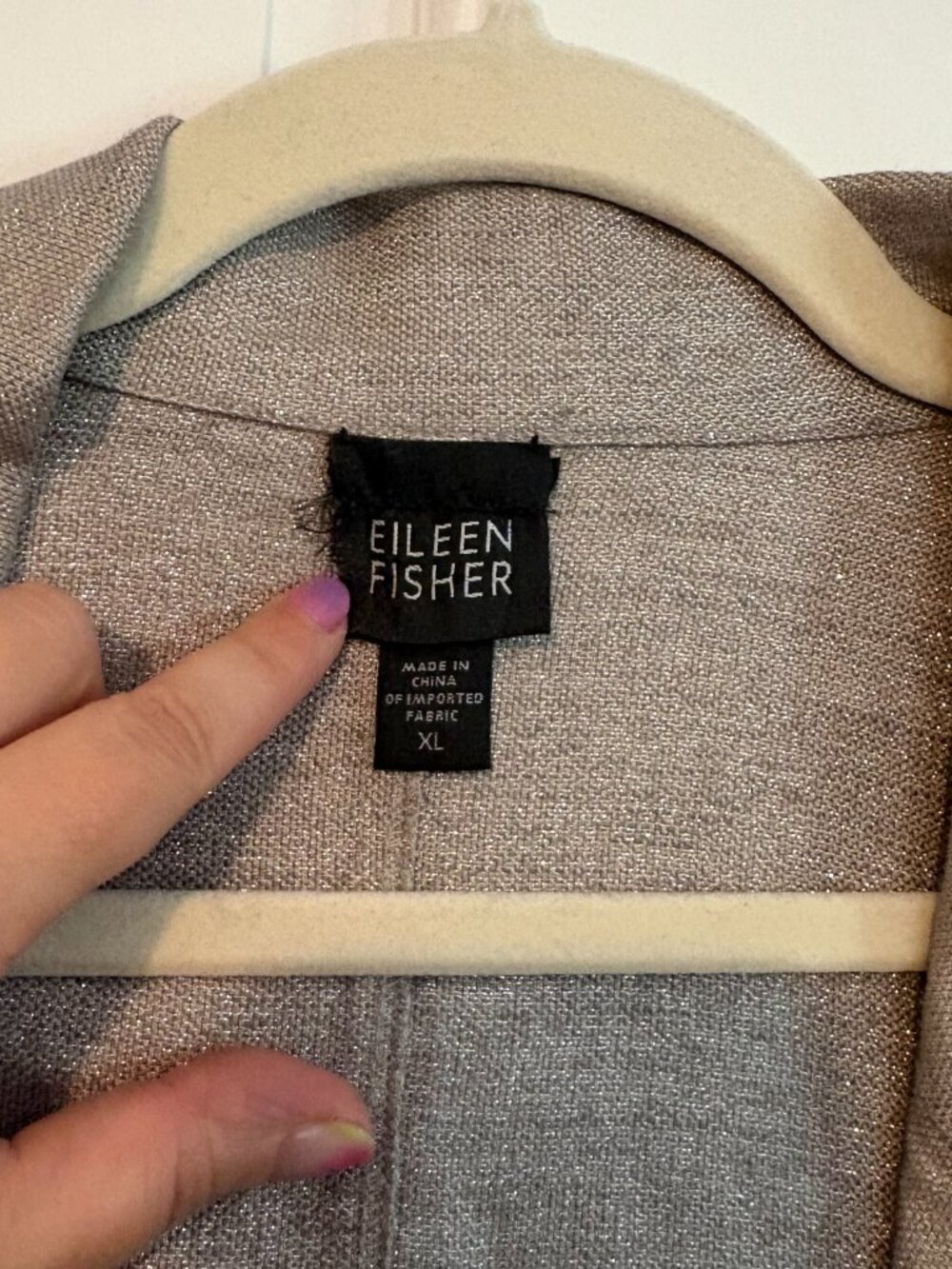 Eileen Fisher Linen Blazer Sparkle Metallic - XL - note small flaw - Picture 5 of 8
